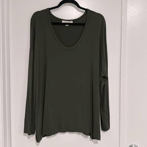 LOFT 20/22 Plus Dark Green Long Sleeve Blouse - Picture 2 of 7